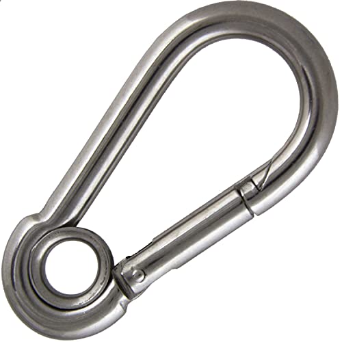 Karabinerhaken mit Kausche 12x140 mm (1 Stück) aus Edelstahl A4 V4A Feuerwehr Karabiner-Haken Schnapphaken Edelstahlkarabiner Verschluss Karabiner Schnappverschluss | AG-BOX® von AG-BOX