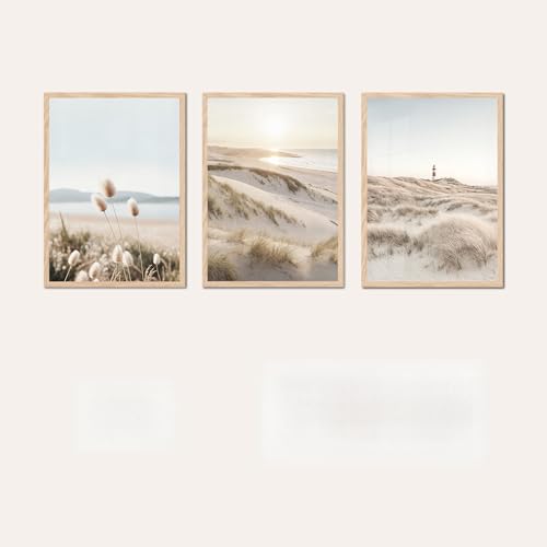 AG Design® DOPPELSEITIGES Set mit 3 Pampas-Postern und Kunstdrucken | 3 Stk. x 30 x 42 cm | Für Schlafzimmer, Wohnzimmer, Küche und Büro | Ohne Rahmen| AP3 351492 von AG Design