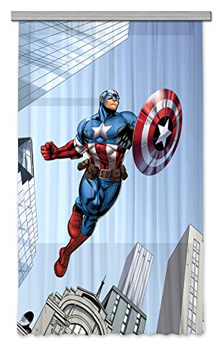 AG Design Avengers Marvel Captain America Kinderzimmer Gardine/Vorhang, Stoff, Mehrfarbig, 0,1 x 140 x 245 cm von AG Design