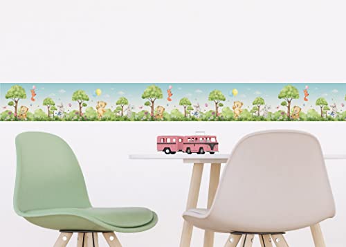 AG Design Cute Bears Selbstklebende Wandbordüre für Kinderzimmer | 9.7 x 500 cm | AWBD 8128-006 von AG Design