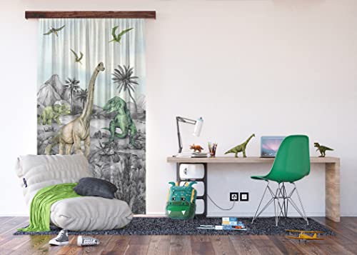 AG Design Decorative Photo Curtain Dinosaurs | 140 x 245 cm | Polyester | Semi-Transparent von AG Design