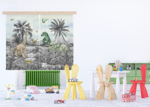 AG Design Decorative Photo Curtain Dinosaurs | 180 x 160 cm | Polyester | Semi-Transparent von AG Design