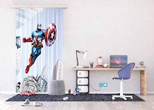 AG Design FCPL 6127 Avengers Marvel Captain America, Kinderzimmer Gardine/Vorhang, 140x245 cm, 1 Teil, Stoff, Multicolor, 0,1 x 140 x 245 cm von AG Design