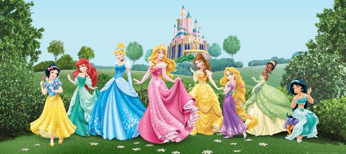 AG Design FTDh 0625 Prinzessinen Disney Princess Schloss, Papier Fototapete Kinderzimmer - 202x90 cm - 1 Teil, Papier, multicolor, 0,1 x 202 x 90 cm von AG Design