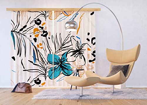 AG Design Gentle Florals Polyester Vorhänge, Küche, Wohnzimmer 280 x 245 cm Gardinen 2 Teil | AFCPXXL 6428 von AG Design