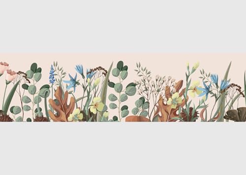 Blumen Selbstklebende Bordüre, Küche, Wohnzimmer, Wand Sticker, Mehrfarbig, von AG Design | 500 x 13,8 cm | AWB 8256 von AG Design