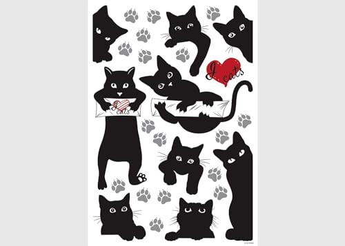 Katzen Küche, Wohnzimmer, Büro, Schlafzimmer Wandstickers, Wandtattoo, Decals von AG Design 42,5 x 65 cm | ASM 3466 von AG Design