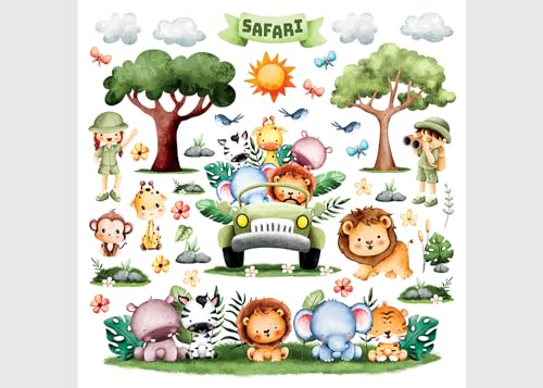 Safari Kinderzimmer Wandstickers, Wandtattoo junge deko von AG Design 30 x 30 cm | ADKS 3918 von AG Design