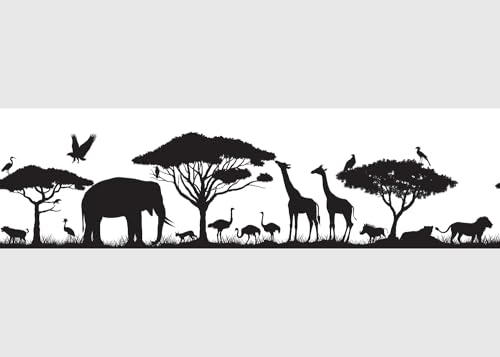 Safari Selbstklebende Bordüre, Küche, Wohnzimmer, Wand Sticker, Mehrfarbig, von AG Design | 500 x 13,8 cm | AWB 8268 von AG Design