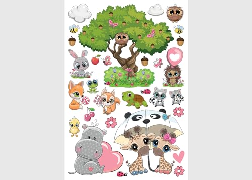 Tiere Kinderzimmer Wandstickers, Wandtattoo junge deko von AG Design 42,5 x 65 cm | ADK 1670 von AG Design