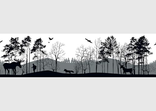 Waldsilhouette Selbstklebende Bordüre, Küche, Wohnzimmer, Wand Sticker, Mehrfarbig, von AG Design | 500 x 13,8 cm | AWB 8270 von AG Design