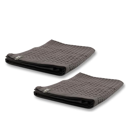 AGA.PIE 2er Set Bambus Lyocell Handtücher - Dunkelgrau, 50x100 cm, Bio Oeko-Tex 100, GOTS Zertifiziert, mit Bio Baumwolle, Nachhaltig, Waffelpique, 2 Stück von AGA.PIE