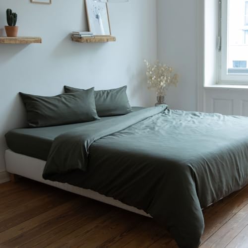 AGA.PIE Leinen Bambus Bettwäsche-Set 200x200 + 2X 80x40 cm - Dunkel-Grün, 100% Bio Oeko-Tex 100, für Allergiker, Antibakteriell, Ganzjahres-Bettwäsche, Atmungsaktiv, Geruchshemmend, Besonders sanft AGA.PIE Leinen Bambus Bettwäsche-Set 200x200 + 2X 80x40 cm - Dunkel-Grün, 100% Bio Oeko-Tex 100, für Allergiker, Antibakteriell, Ganzjahres-Bettwäsche, Atmungsaktiv, Geruchshemmend, Besonders sanft von AGA.PIE