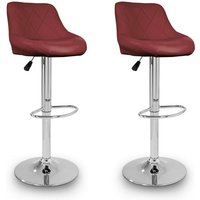 Aga 2er Set Barhocker Dunkelrot aus Kunstleder 360° drehbar höhenverstellbar, Barstuhl, Küchenhocker, Barhocker, Barstuhl, Bistrohocker von AGA24