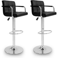 Aga 2er Set Barhocker Schwarz Kunstleder bis 100kg belastbar Höhe 90-110 cm Barstuhl mit Lehne und Armlehnen um 360° drehbar, Barhocker, Barstuhl, von AGA24
