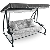 Aga Gartenschaukel 2in1 GRANDLUX Gartenschaukel 3-Sitzer Gartenliege,Schaukel,Gartenbank bis 250 Kg, Prestige Grau von AGA24