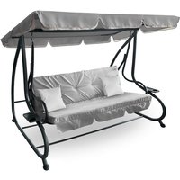 Aga Gartenschaukel 2in1 GRANDLUX Gartenschaukel 3-Sitzer Gartenliege,Schaukel,Gartenbank bis 250 Kg Hellgrau von AGA24