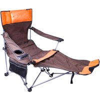 Aga24 - Aga Klappstuhl DS717 Braun mit Fußstütze & Kopfstütze – Verstellbarer Camping- & Angelstuhl mit Getränkehalter & Tasche, robust & wetterfest, von AGA24