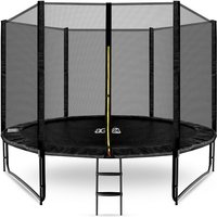 Aga24 - Aga sport pro Trampolin 305 cm Schwarz + Sicherheitsnetz + Leiter von AGA24
