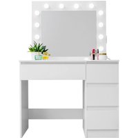 Aga Schminktisch mit 12 LED Glühbirnen Weiß glänzend von AGA24