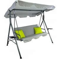 Aga Gartenschaukel KRE9987 – 3-Sitzer, wetterfest, Stahl, Polster, Gartenliege, Schaukelbank, bis 220 kg, Grau von AGA24