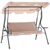 Aga Gartenschaukel KRE0735 – 3-Sitzer, wetterfest, Stahl, Polster, Gartenliege, Schaukelbank, bis 220 kg, beige von AGA24