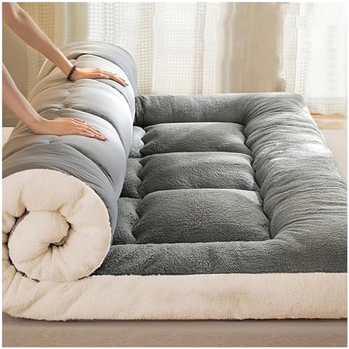 AGARES Japanische Futon-Matratze – verdickte Milchfleece-Matratze, Winterwärme, weiche Schlafunterlage mit elastischen Bändern, atmungsaktiv, gesteppt Dicke Matratze(Color:B,Size:120x190cm) von AGARES