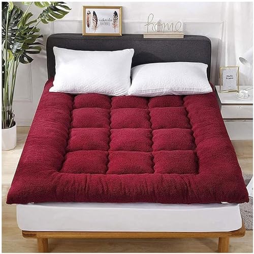 Aufrollbare Bodenmatratze, 10 cm Dicke tragbare Futon-Matratze, Faltbare Tatami-Matte, Schlafunterlage für Gästebett, Camping, Reisen Dicke Matratze(Color:A,Size:90 * 200cm) von AGARES