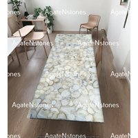 Eleganter Rechteckiger Esstisch Aus Weißem Achat - Handgefertigter Halbedelstein-Tisch Für Luxuriöse Wohnkultur Eleganter Rechteckiger Esstisch Aus Weißem Achat - Handgefertigter Halbedelstein-Tisch Für Luxuriöse Wohnkultur von AGATECRAFTSIND