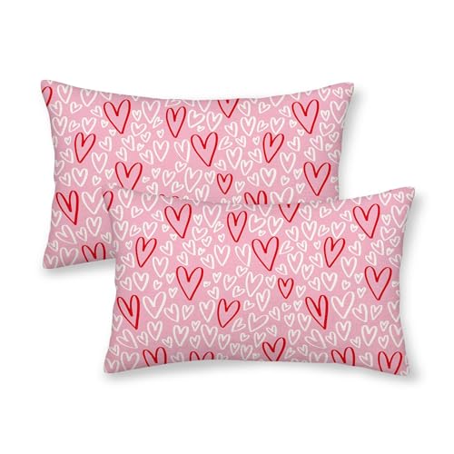 AGAYNA Valentinstags-Kissenbezüge, 30,5 x 50,8 cm, Rosa, Rot, Weiß, Herz-Dekor, Dekokissen für Couch, Valentinstag, Jahrestag, Innen- und Außenbereich, dekorativer Kissenbezug für Sofa, Bett, AGAYNA Valentinstags-Kissenbezüge, 30,5 x 50,8 cm, Rosa, Rot, Weiß, Herz-Dekor, Dekokissen für Couch, Valentinstag, Jahrestag, Innen- und Außenbereich, dekorativer Kissenbezug für Sofa, Bett, von AGAYNA