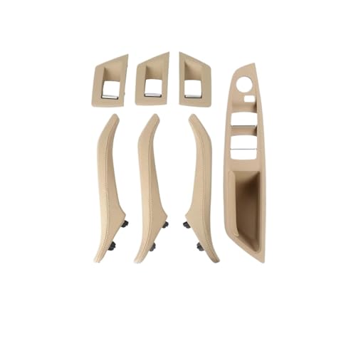 Auto Innen Zubehör Tür Pull Griff Ersatz Für 5er-Serie F10 F11 rechter Griff Fahrer Innentürgriff Ledergriff Armlehnenplatte ohne Spiegel Klappknopf(RHD Beige) von AGBLAYDVEW