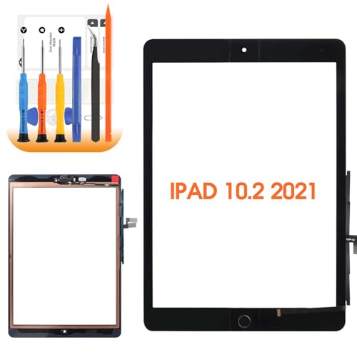 Digitizer für iPad 9 2021 Touch Screen für iPad 9th Generation 10.2 2021 A2602 A2603 A2604 A2605 Front-Touchscreen Inklusive Reparaturteil (Schwarz mit Homebutton) von AGCUT