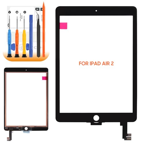 Touchscreen für iPad Air 2 Bildschirm Ersatz für iPad Air 2 Generation A1566 A1567 9,7 Zoll Digitalisierer Glas Panel mit Reparatur, kein LCD Display (Schwarz) von AGCUT