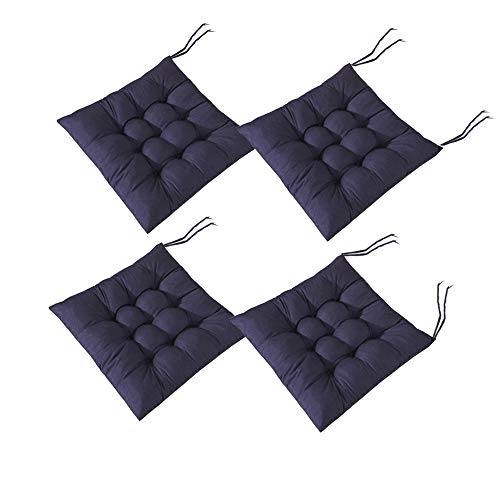 AIITLLYNA 4er Set Stuhlkissen mit Bänder, 40x40 cm, Sitzpolster Auflage für Haus und Garten,für Innen- und Außenbereich geeignet (Marine) von AIITLLYNA