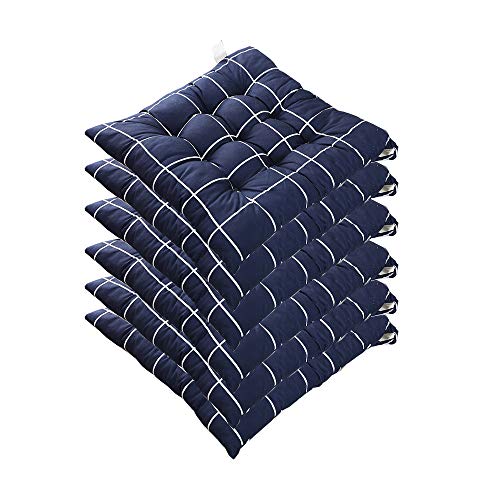 AGDLLYD 6er Set Stuhlkissen 40x40 cm- Sitzkissen für Gartenstuhl, Küche oder Esszimmerstuhl - Bequeme UV-beständige Indoor u. Outdoor Stuhlauflage als Stuhl Kissen (Blau) von AGDLLYD