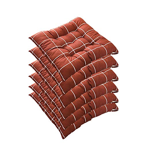 AGDLLYD 6er Set Stuhlkissen 40x40 cm- Sitzkissen für Gartenstuhl, Küche oder Esszimmerstuhl - Bequeme UV-beständige Indoor u. Outdoor Stuhlauflage als Stuhl Kissen (Braun) von AGDLLYD