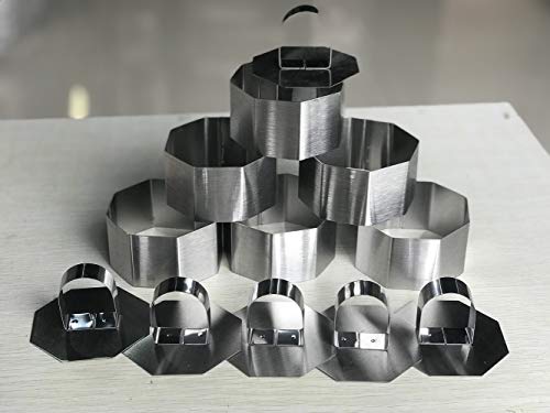 AGDLLYD Kochringe Edelstahl,Edelstahl Dessertringe,Ausstechformen,Kuchen Schimmel Edelstahl Essen Kochen Präsentation Ringe Form 6 Set - enthält6 Ringe und 6 Lebensmittel Pressen von AGDLLYD