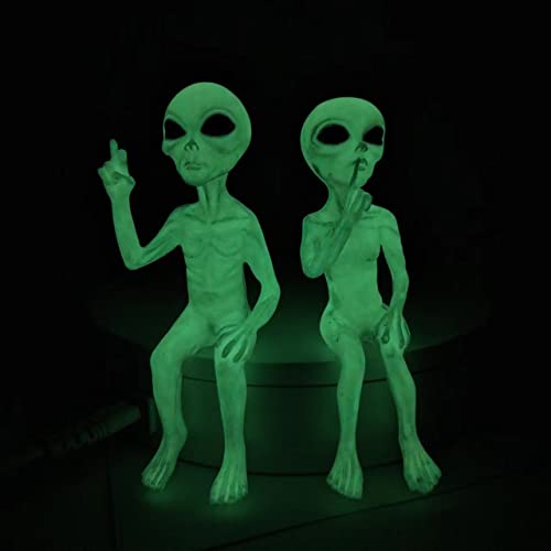 AGDLLYD Leuchtende Alien Figuren,Alien Dekoration,2er Set Außerirdische Statue,Leuchtende Alien Dekoration,Leuchtende in der Dunklen Nacht,ideal für Garten,Hof,Rasen Dekoration von AGDLLYD
