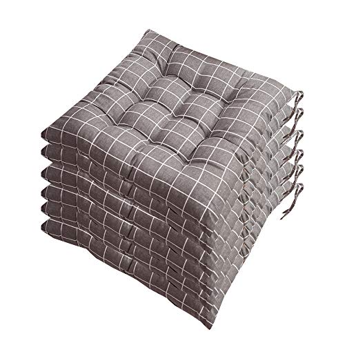 AGDLLYD Stuhlkissen 40x40cm 6er Set,Sitzkissen für Stühle Indoor und Outdoor - Bequeme Stuhlauflage - Steppkissen weich und robust bunt (A) von AGDLLYD