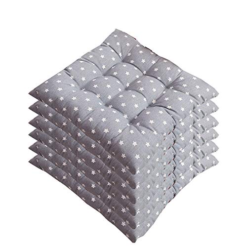 AGDLLYD Stuhlkissen 40x40cm 6er Set,Sitzkissen für Stühle Indoor und Outdoor - Bequeme Stuhlauflage - Steppkissen weich und robust bunt (B) von AGDLLYD