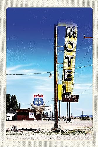 AGDeko® Blechschild 18x12 cm Amerika USA Route 66 Motel Wüste zum Aufhängen oder Stellen Raum Dekoration von AGDeko André Günther Dekoration & Style