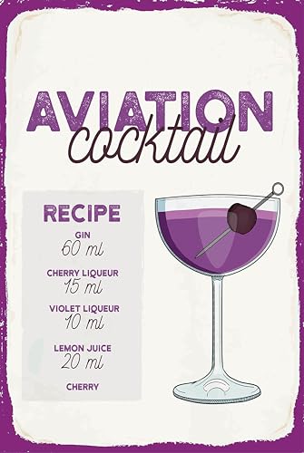 AGDeko® Blechschild 18x12 cm Aviation Cocktail Recipe zum Aufhängen oder Stellen Raum Dekoration von AGDeko André Günther Dekoration & Style