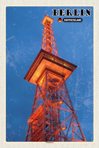AGDeko® Blechschild 18x12 cm Berlin Funkturm zum Aufhängen oder Stellen Raum Dekoration von AGDeko André Günther Dekoration & Style