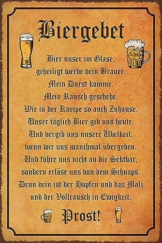 AGDeko® Blechschild 18x12 cm Bier Biergebet unser im Glase Prost zum Aufhängen oder Stellen Raum Dekoration von AGDeko André Günther Dekoration & Style