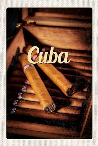 AGDeko® Blechschild 18x12 cm Cuba Karibik Kubanische Zigarette zum Aufhängen oder Stellen Raum Dekoration von AGDeko André Günther Dekoration & Style