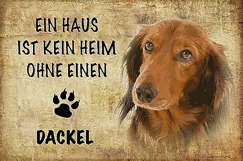 AGDeko® Blechschild 18x12 cm Dackel Hund ohne kein Heim zum Aufhängen oder Stellen Raum Dekoration von AGDeko André Günther Dekoration & Style