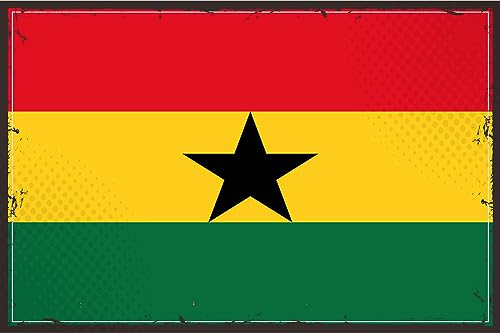 AGDeko® Blechschild 18x12 cm Ghanas Retro Flag of Ghana zum Aufhängen oder Stellen Raum Dekoration von AGDeko André Günther Dekoration & Style