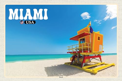 AGDeko® Blechschild 18x12 cm Miami USA Strand Meer zum Aufhängen oder Stellen Raum Dekoration von AGDeko André Günther Dekoration & Style