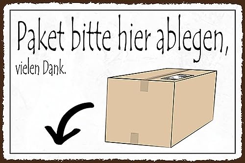 AGDeko® Blechschild 18x12 cm Paket bitte hier ablegen vielen Dank zum Aufhängen oder Stellen Raum Dekoration von AGDeko André Günther Dekoration & Style
