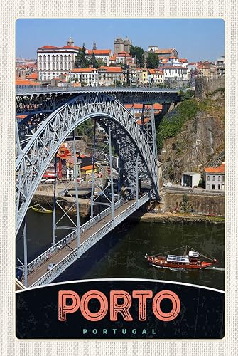 AGDeko® Blechschild 18x12 cm Porto Portugal Europa Brücke zum Aufhängen oder Stellen Raum Dekoration von AGDeko André Günther Dekoration & Style